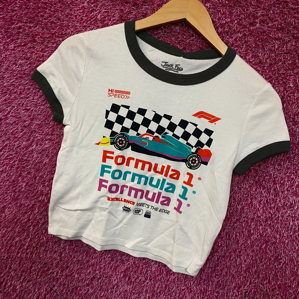 Junk Food Women's Formula 1 Finish Line Crop T-shirt Small