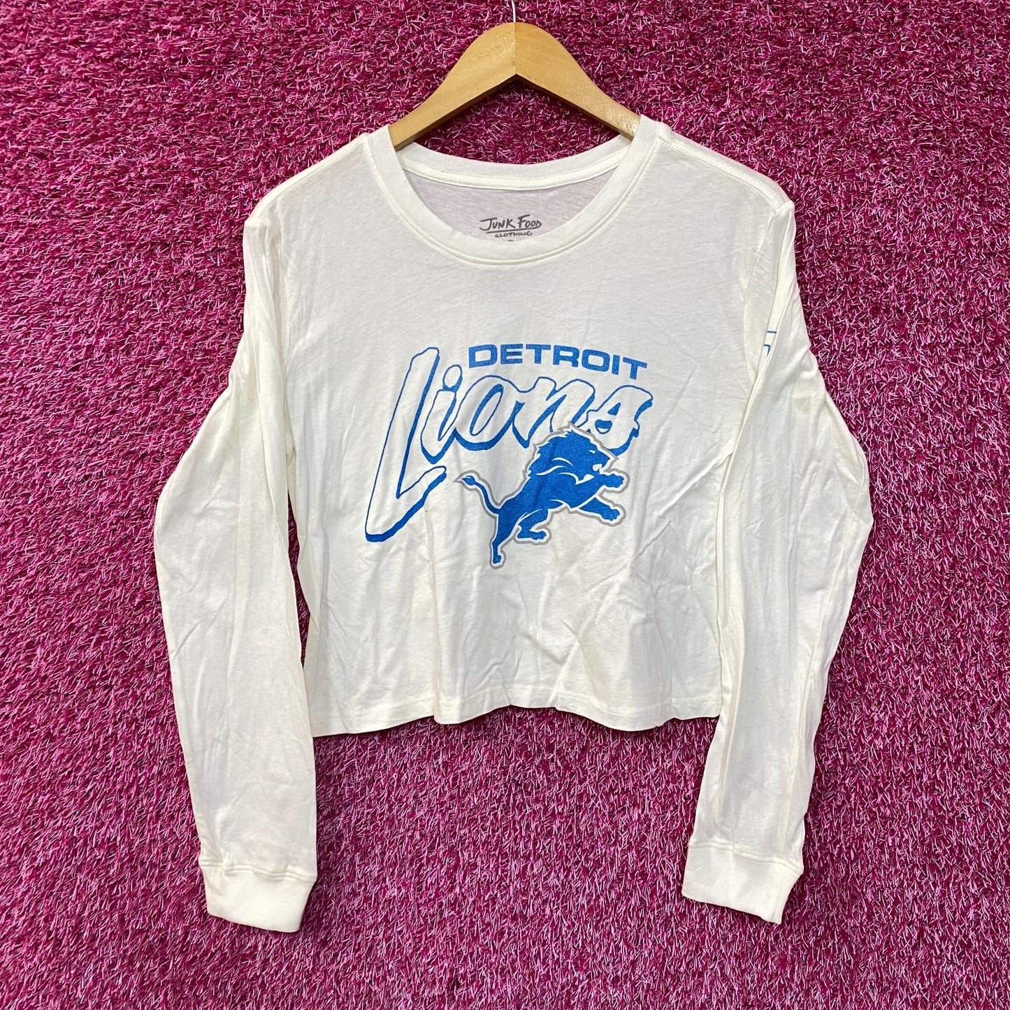 Junk Food NFL Detroit Lions Long Sleeve Cropped T-Shirt XS
