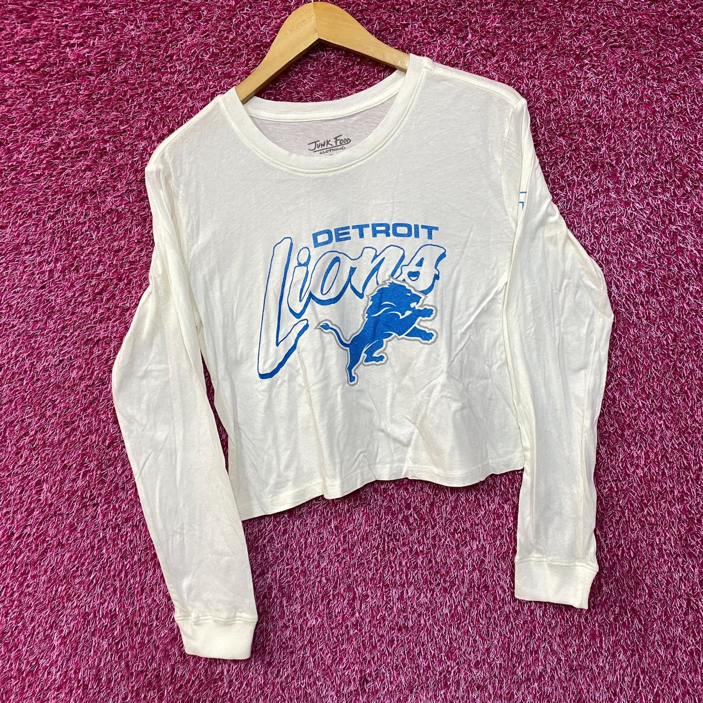 Junk Food NFL Detroit Lions Long Sleeve Cropped T-Shirt XS