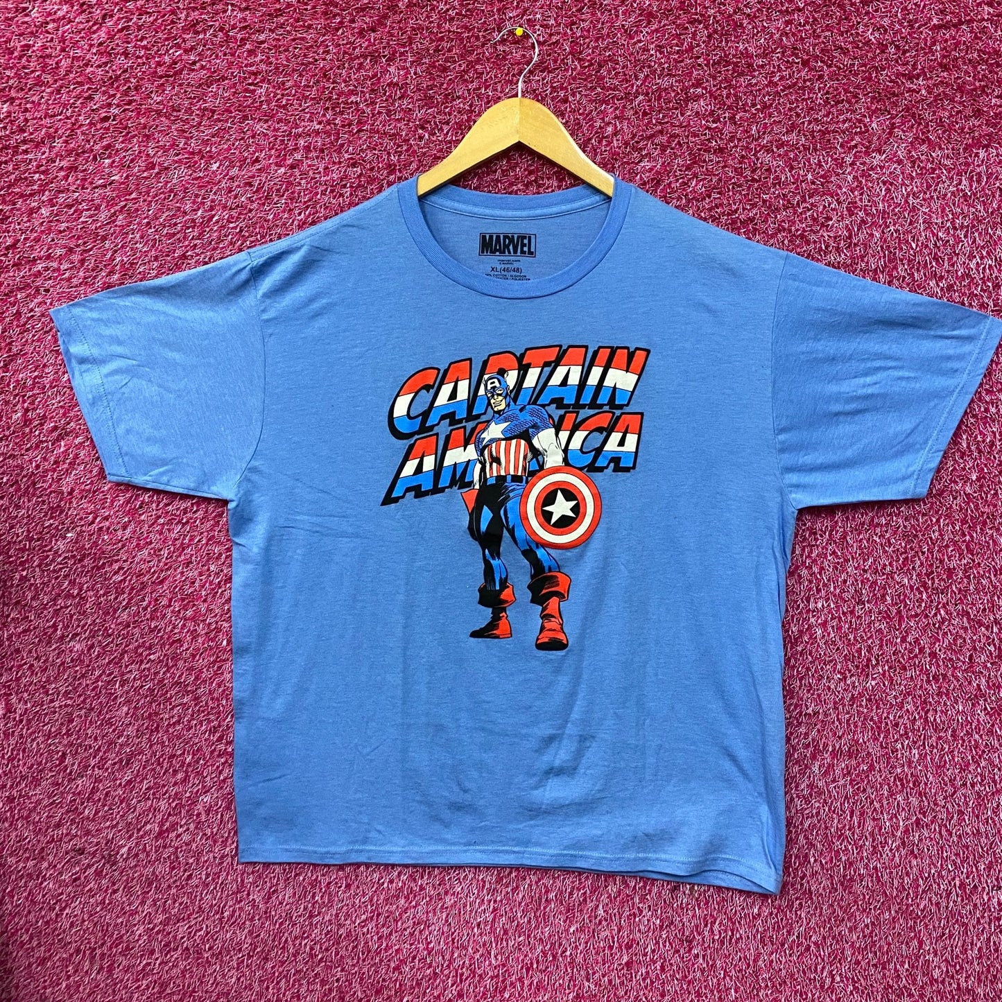 Marvel Captain America Vintage Style Blue T-Shirt XL