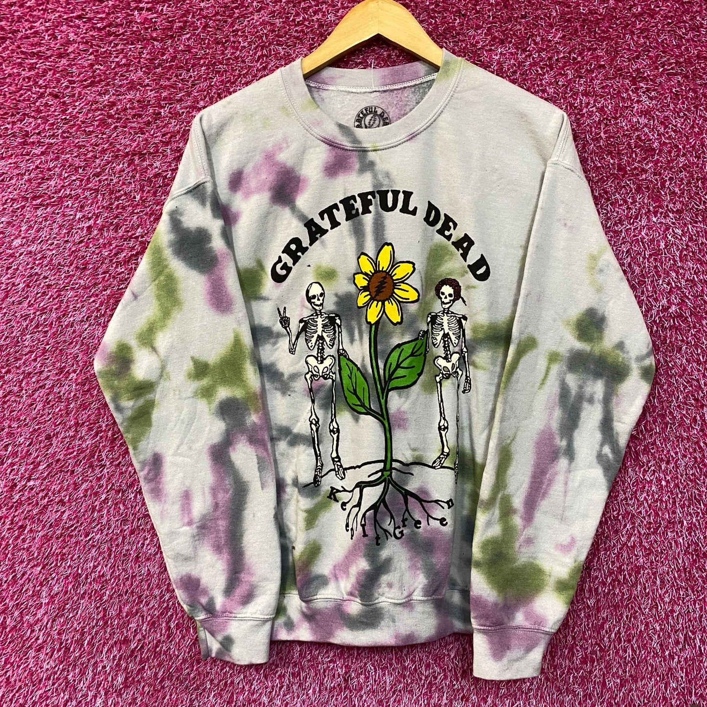 Grateful Dead Keep It Green Tie Dye Crewneck Sweater Medium