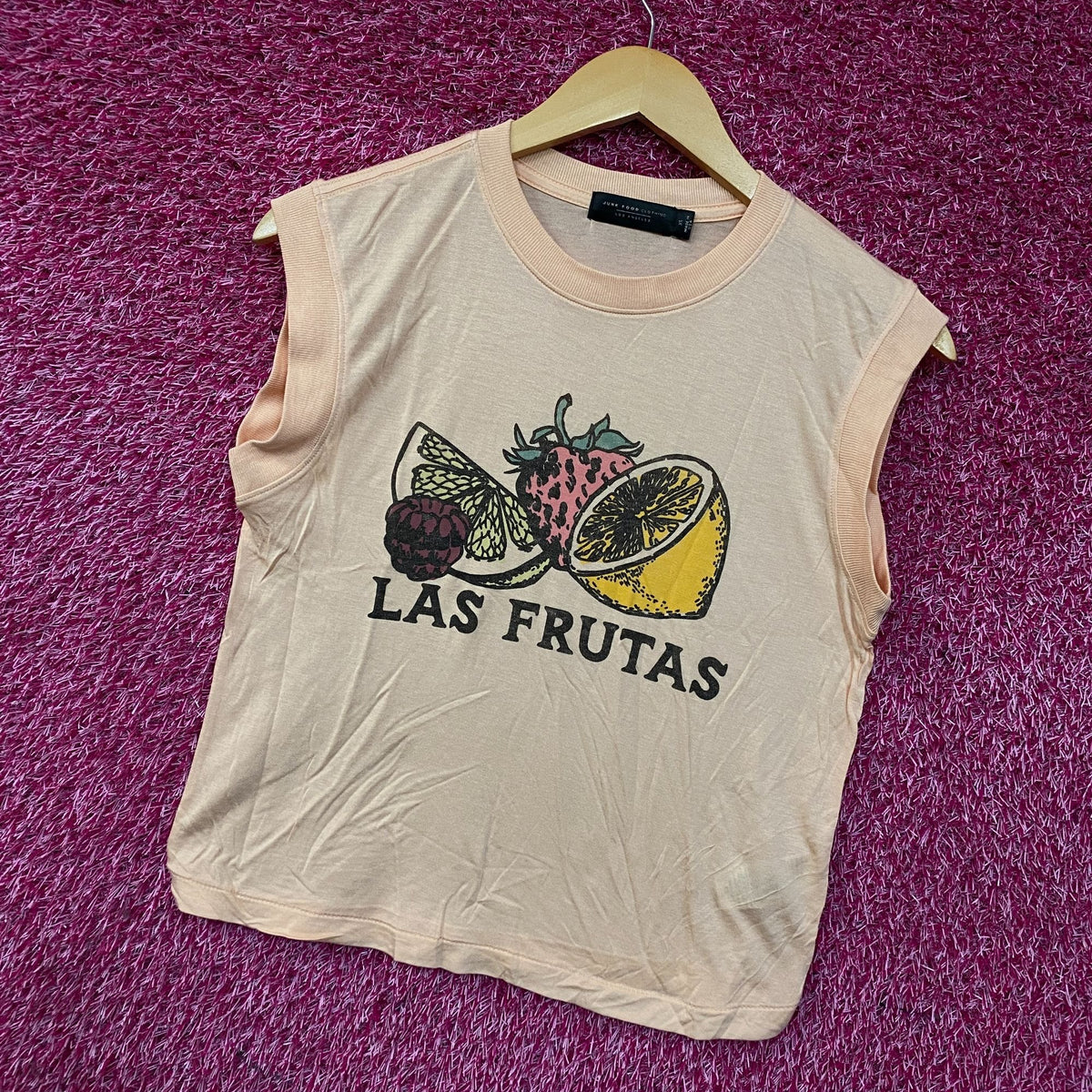 Junk Food Clothing Las Frutas Vintage Style Tissue Women's Crop Tank XS