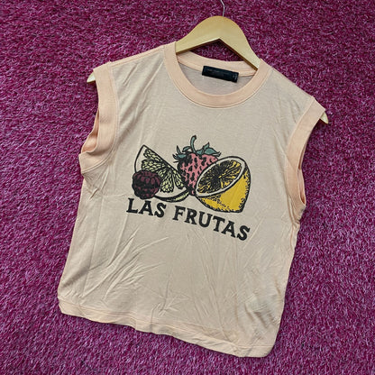 Junk Food Clothing Las Frutas Vintage Style Tissue Women's Crop Tank XS
