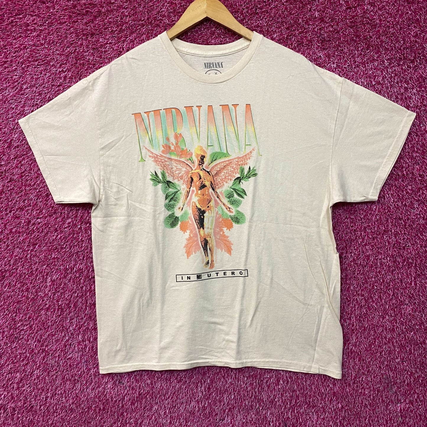 Nirvana In Utero Floral Angel Grunge Band T-Shirt Large