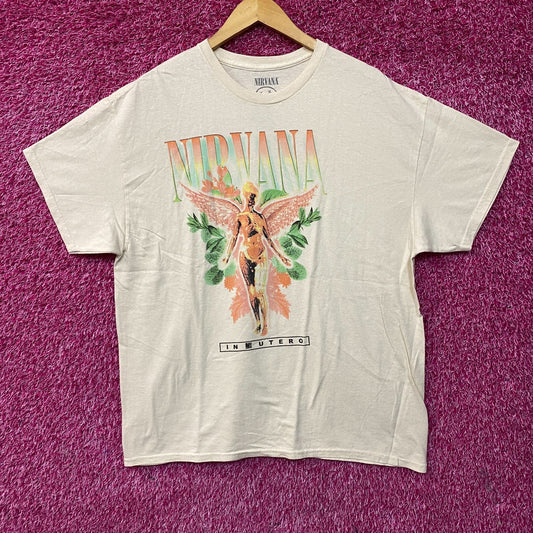 Nirvana In Utero Floral Angel Grunge Band T-Shirt Large