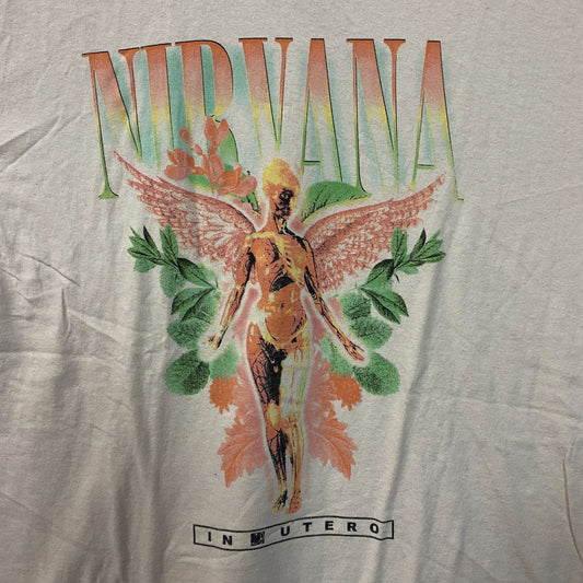 Nirvana In Utero Floral Angel Grunge Band T-Shirt Large