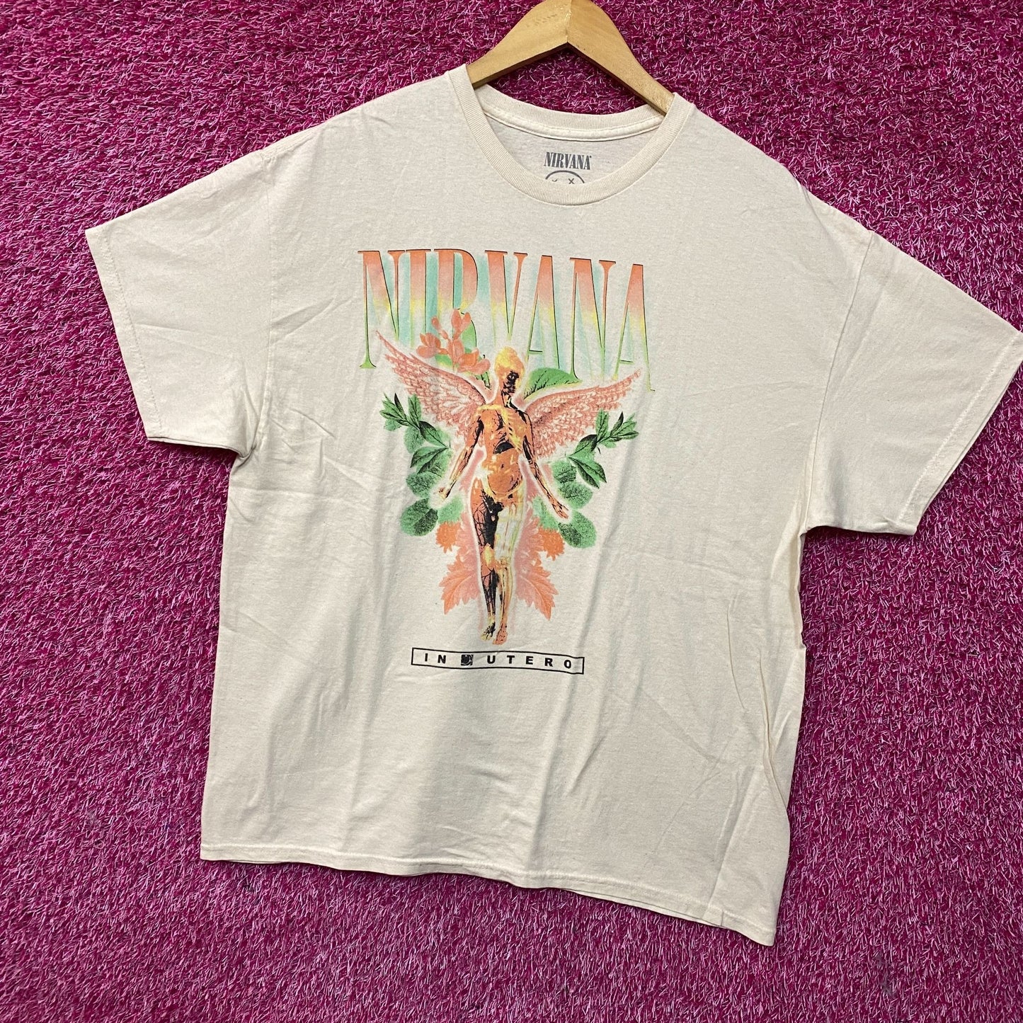 Nirvana In Utero Floral Angel Grunge Band T-Shirt Large