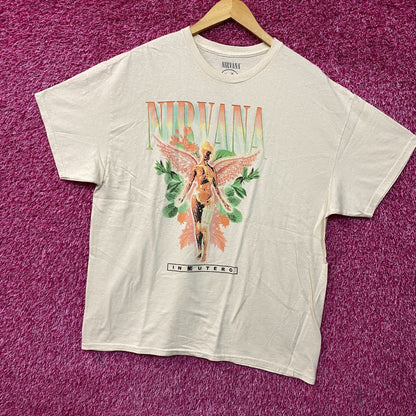 Nirvana In Utero Floral Angel Grunge Band T-Shirt Large
