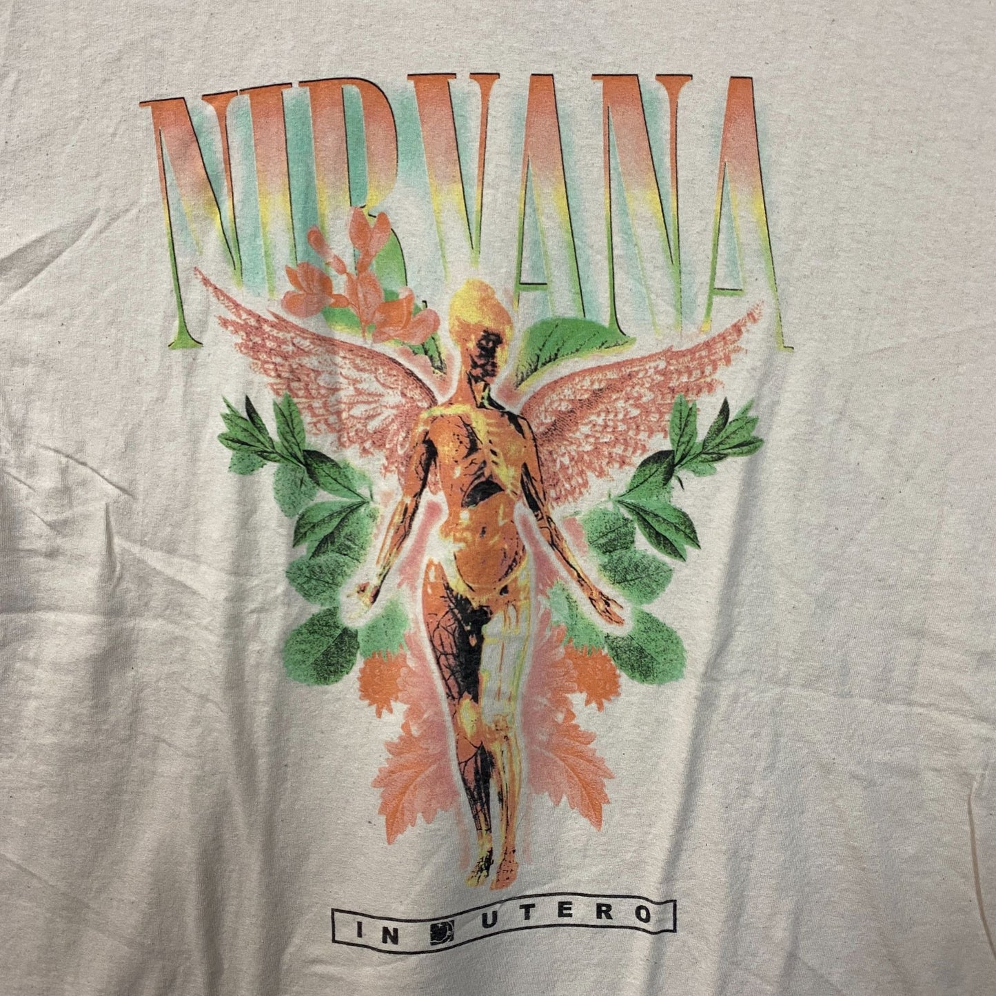 Nirvana In Utero Floral Angel Grunge Band T-Shirt Large