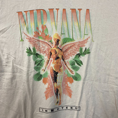 Nirvana In Utero Floral Angel Grunge Band T-Shirt Large