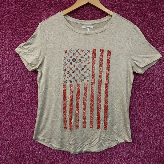 Maurices Printed American Flag Women's Graphic Tissue T-Shirt Medium