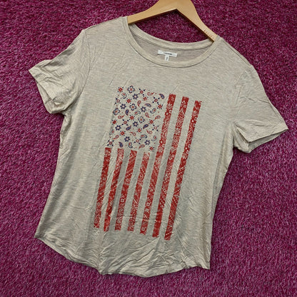Maurices Printed American Flag Women's Graphic Tissue T-Shirt Medium