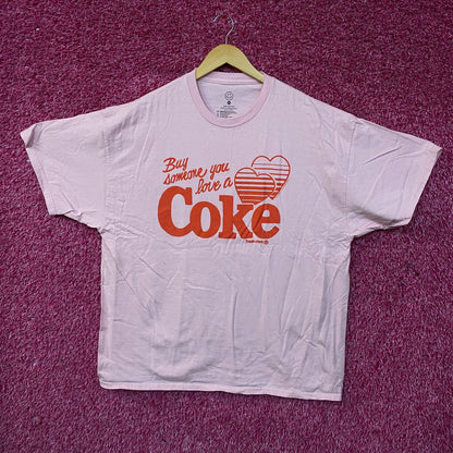 Coca-Cola Share Hearts Coke Pink Graphic T-Shirt XL