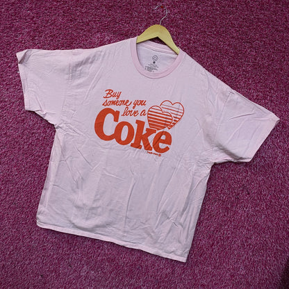 Coca-Cola Share Hearts Coke Pink Graphic T-Shirt XL