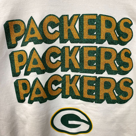 Junk Food Clothing Green Bay Packers Repeat Bling Glitter Crewneck Sweatshirt Large