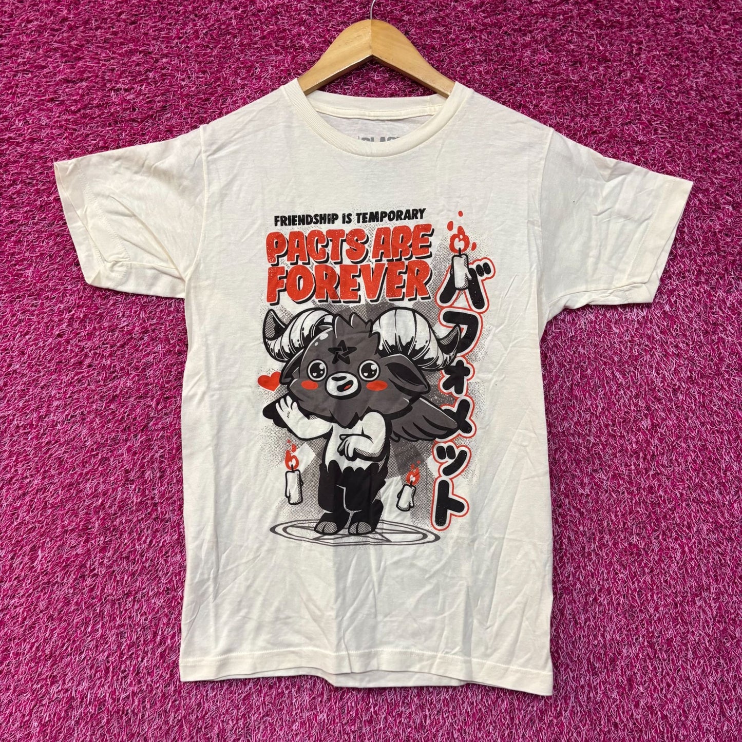 Black Matter Pacts Are Forever Baphomet Beige T-Shirt Small