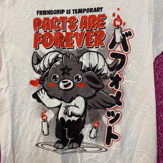 Black Matter Pacts Are Forever Baphomet Beige T-Shirt Small