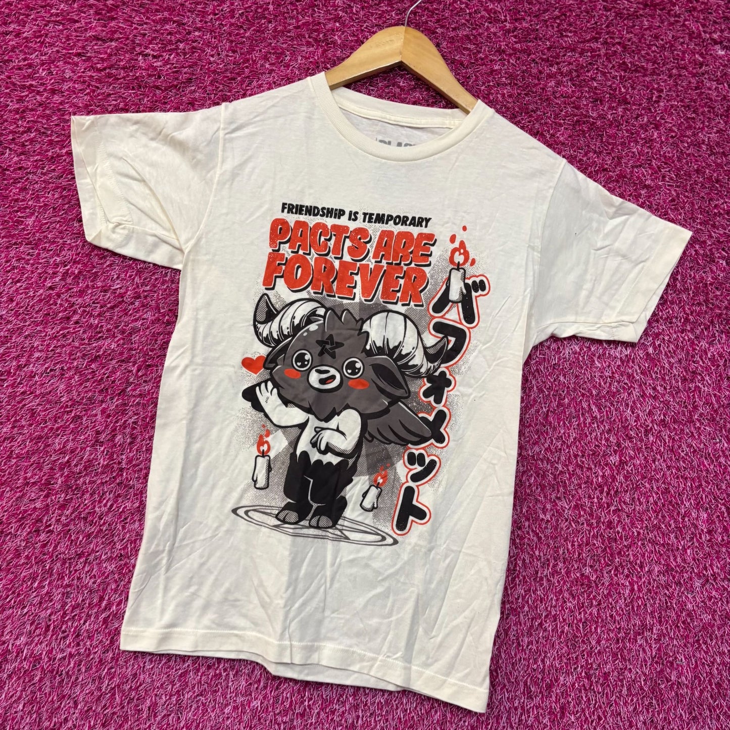 Black Matter Pacts Are Forever Baphomet Beige T-Shirt Small