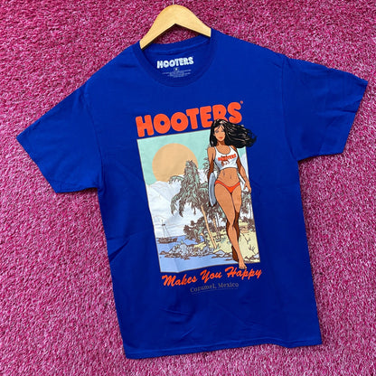 Hooters Makes You Happy Cozumel Mexico Beach Babe Sports Bar Promo T-Shirt Medium