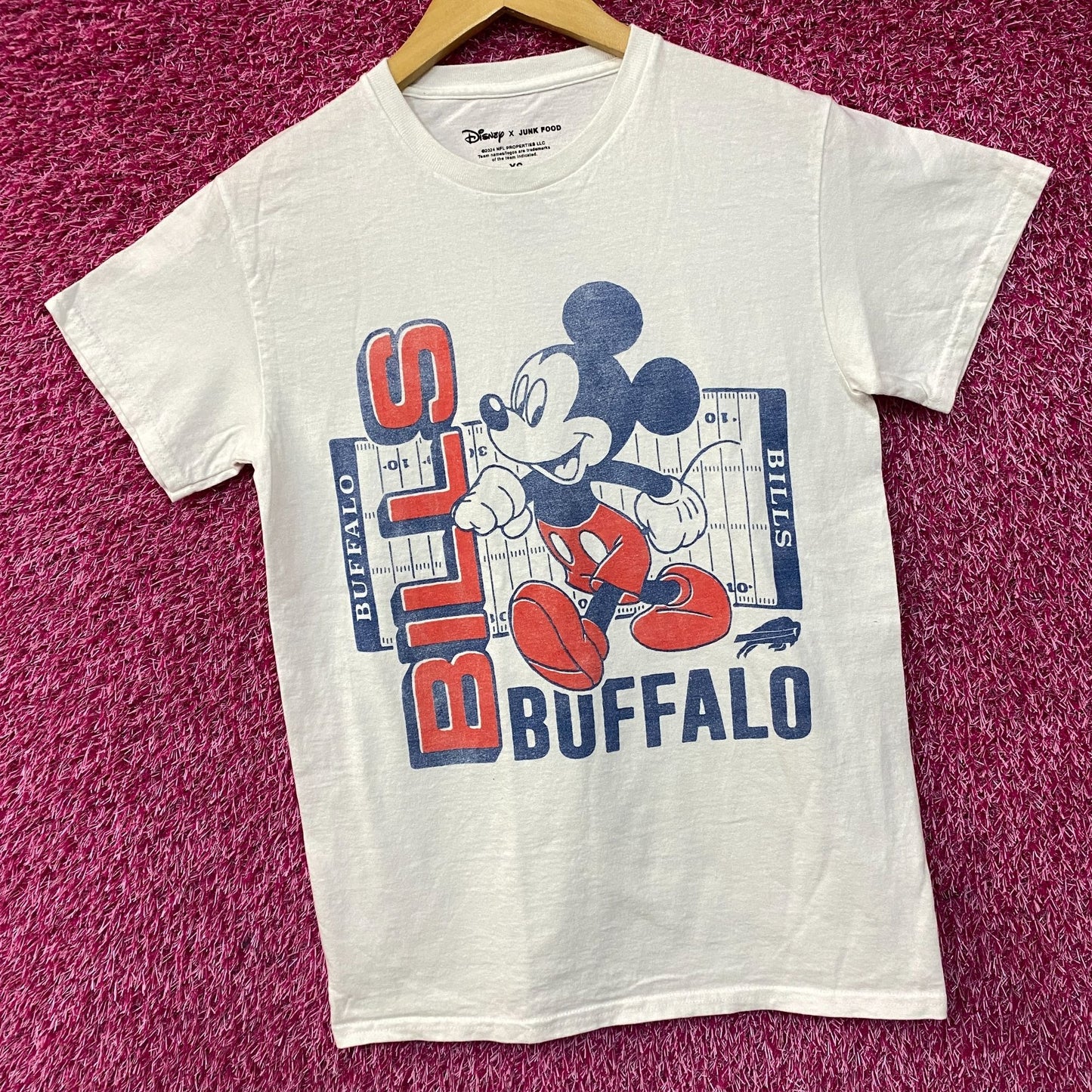Junk Food X Mickey Mouse NFL Buffalo Bills White T-Shirt XS