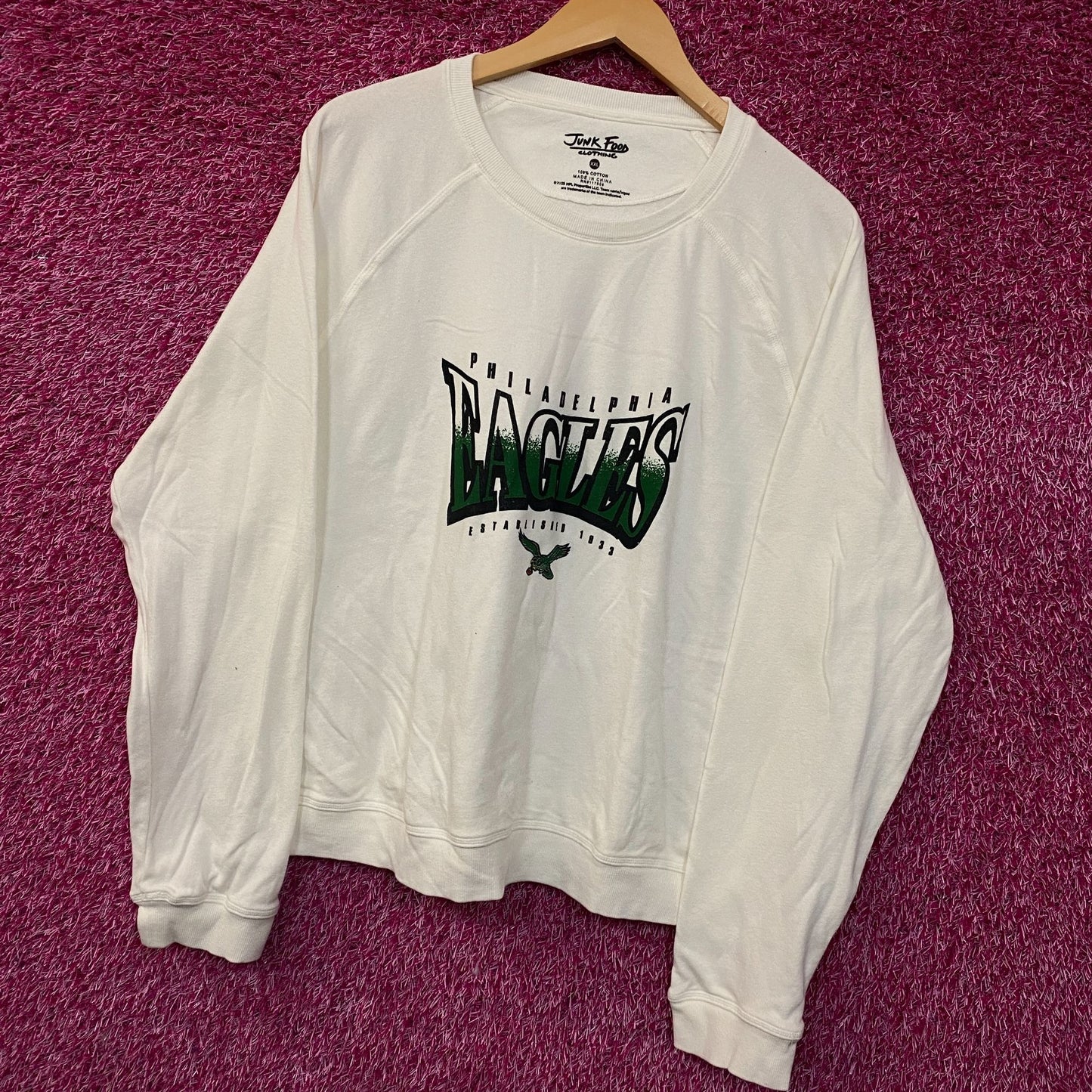 Junk Food Clothing Philadelphia Eagles Logo Crop Crewneck Sweatshirt 2XL