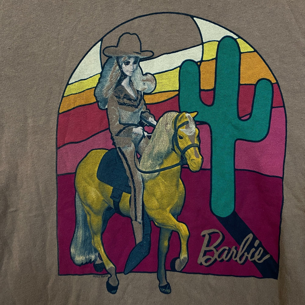 Junk Food Clothing Women's Sunset Barbie Western Vintage Style Tee Large
