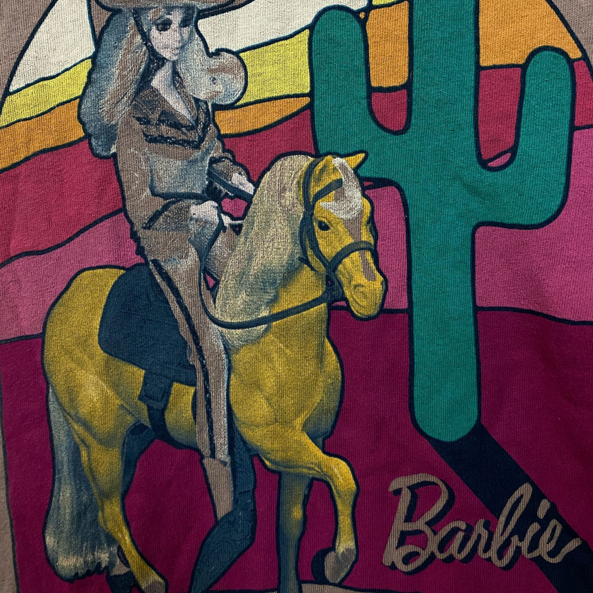 Junk Food Clothing Women's Sunset Barbie Western Vintage Style Tee Large