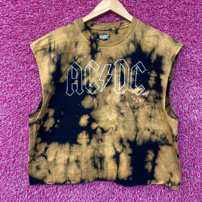 AC/DC Tie Dye Rock Band Sleeveless Croptop XL