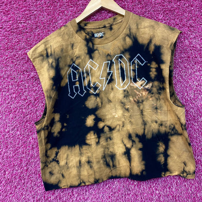 AC/DC Tie Dye Rock Band Sleeveless Croptop XL