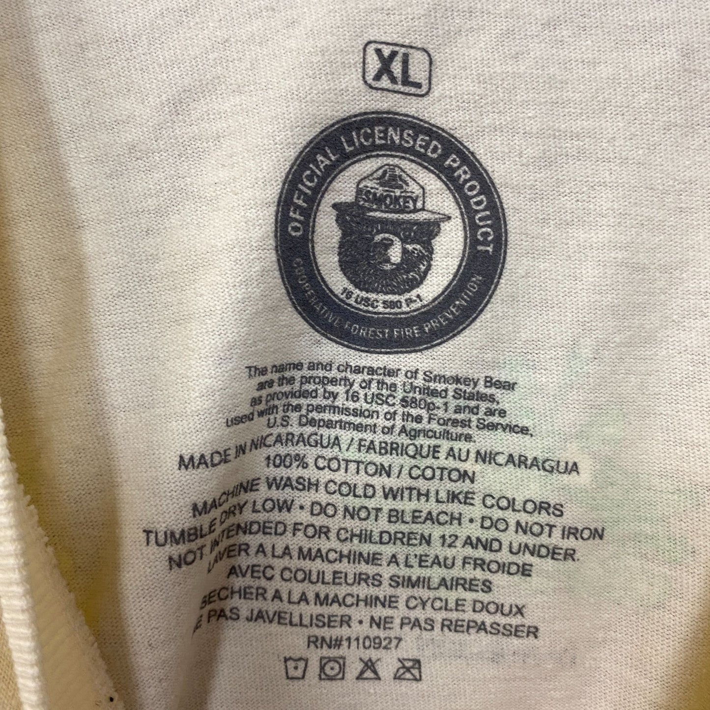 Smokey The Bear The Tree Almanac T-shirt size XL