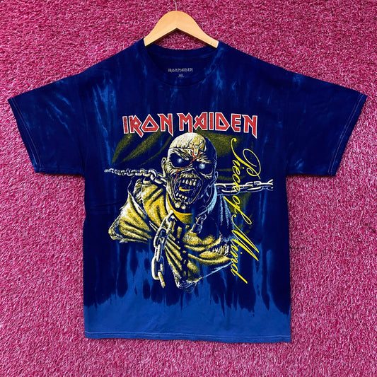 Iron Maiden "Piece of Mind" Blue Tie-Dye Graphic T-Shirt Medium