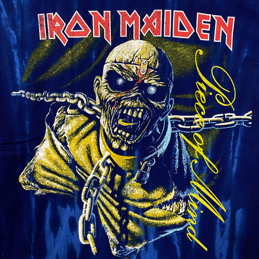 Iron Maiden "Piece of Mind" Blue Tie-Dye Graphic T-Shirt Medium