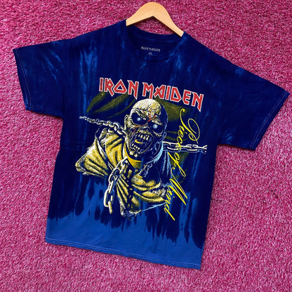 Iron Maiden "Piece of Mind" Blue Tie-Dye Graphic T-Shirt Medium