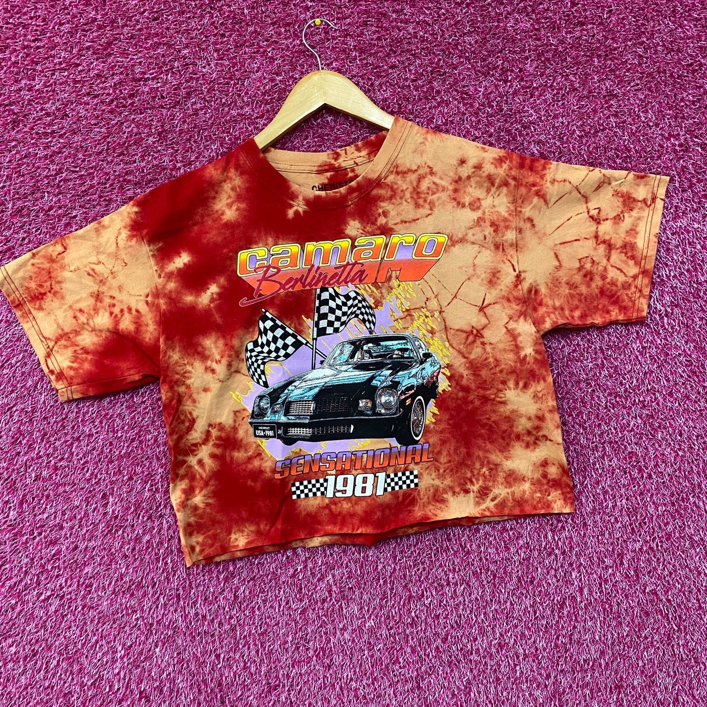 Chemistry Camaro Berlinetta Sensational 1981 Promo Tie Dye Crop Top Large