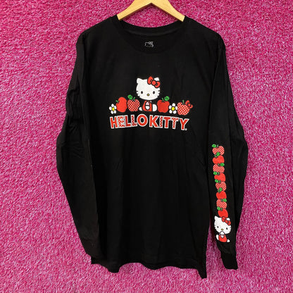Hello Kitty Strawberry Design Black Long Sleeve T-Shirt XL