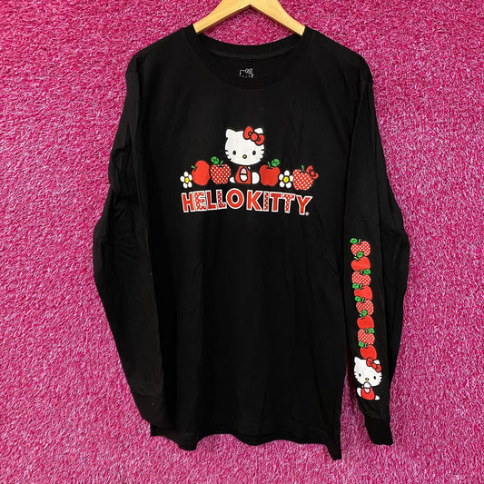 Hello Kitty Strawberry Design Black Long Sleeve T-Shirt XL