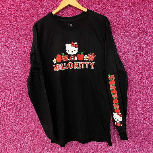 Hello Kitty Strawberry Design Black Long Sleeve T-Shirt XL