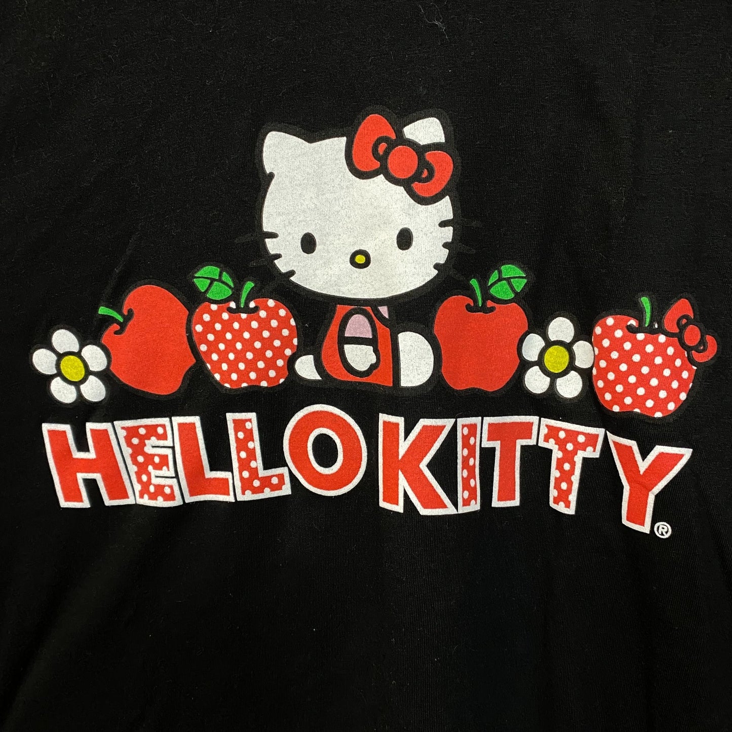 Hello Kitty Strawberry Design Black Long Sleeve T-Shirt XL