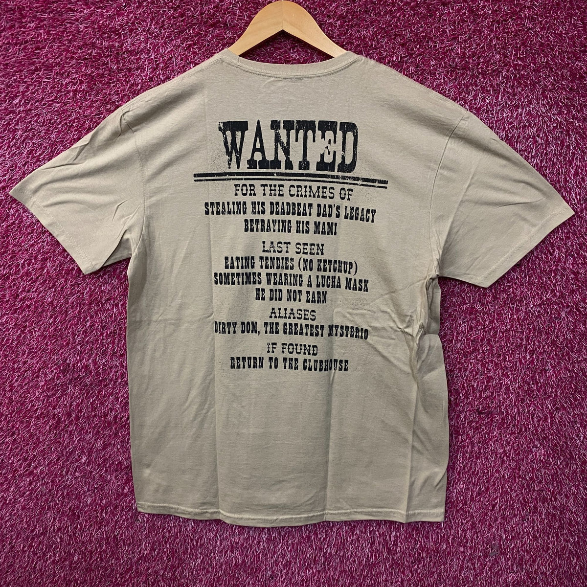 WWE Ripple Junction Dominik Mysterio "Wanted" Poster Graphic T-Shirt Large