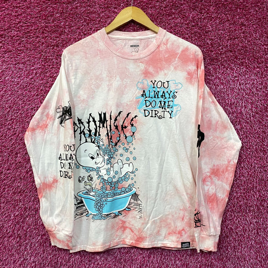 Broken Promises X Casper Do Me Dirty Bubble Bath Pink Tie Dye Long Sleeve T-Shirt Medium