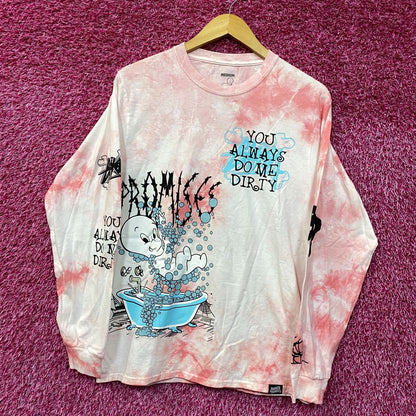 Broken Promises X Casper Do Me Dirty Bubble Bath Pink Tie Dye Long Sleeve T-Shirt Medium