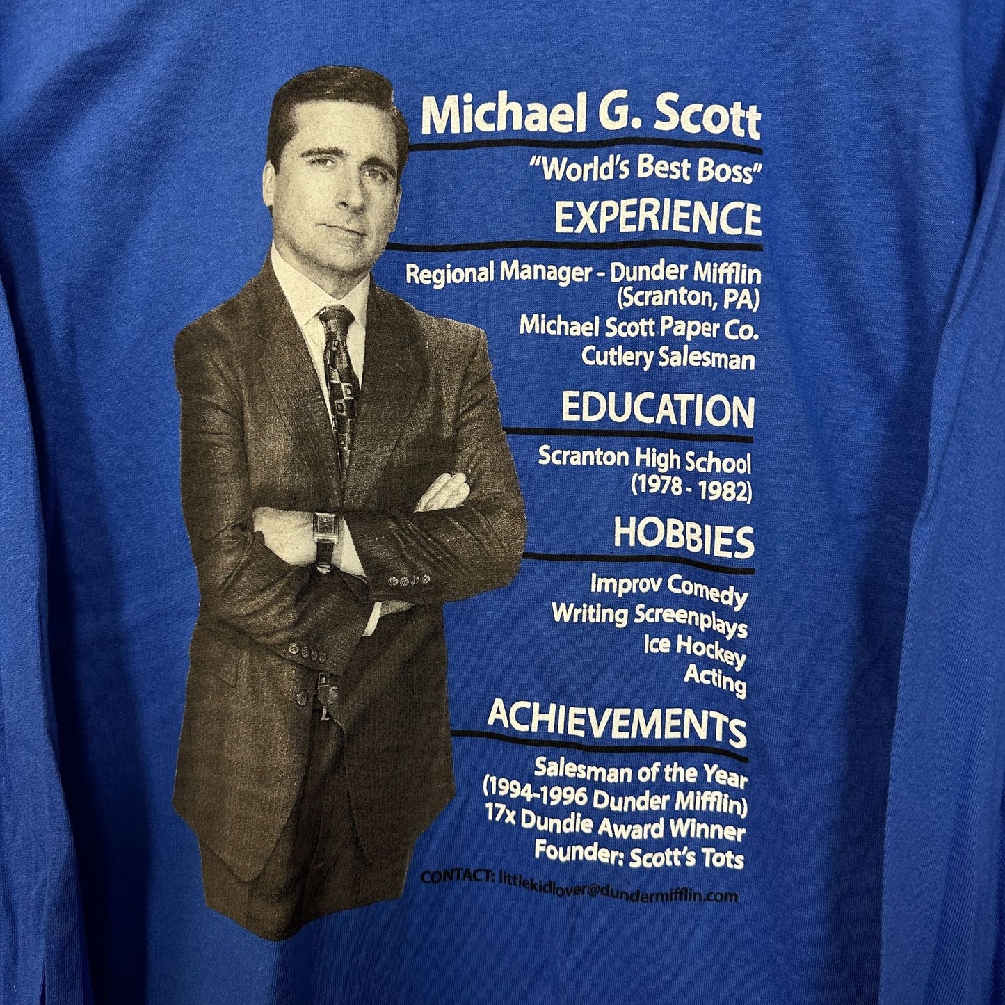 The Office Michael Scott Full Resume TV Series Long Sleeve L