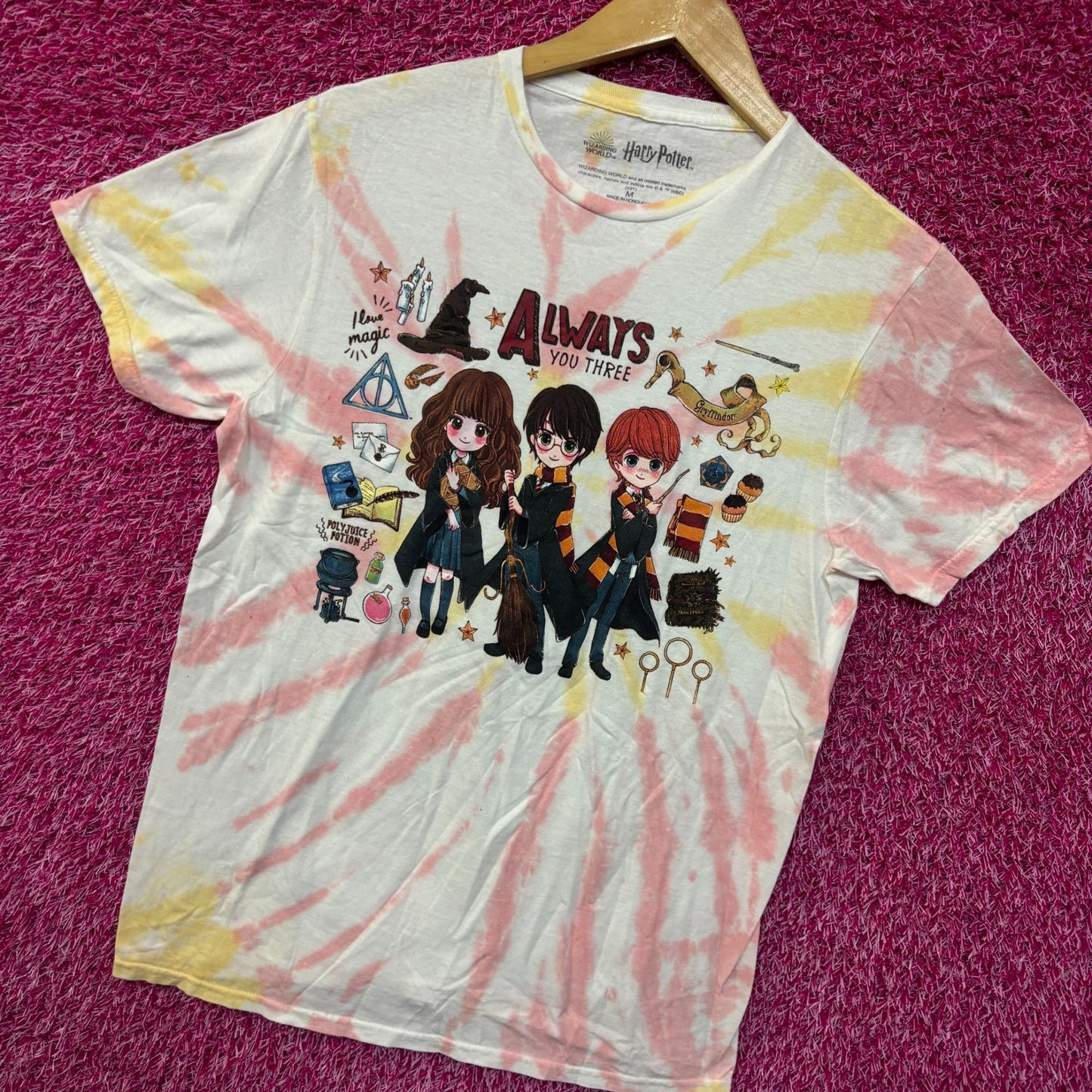 Harry Potter Chibi Hermoine, Ron, Harry tiedye T-shirt size medium