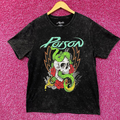 Poison Snakes and Skulls Mineral Wash Rock Band T-Shirt Large