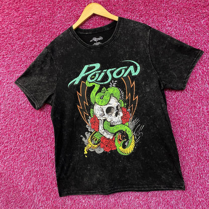 Poison Snakes and Skulls Mineral Wash Rock Band T-Shirt Large