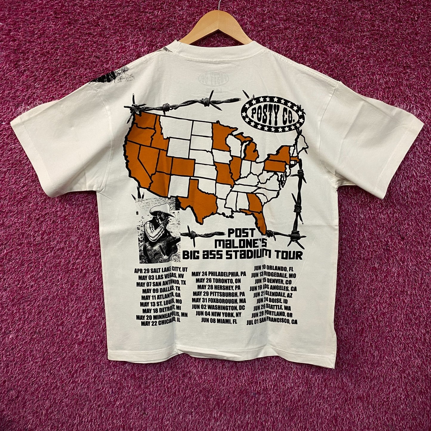 Post Malone "Big Ass Stadium Tour" All Over Print T-Shirt Large