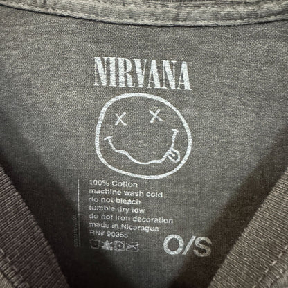 Nirvana Nevermind Smiley Distressed Grunge Rock Band Tee O/S