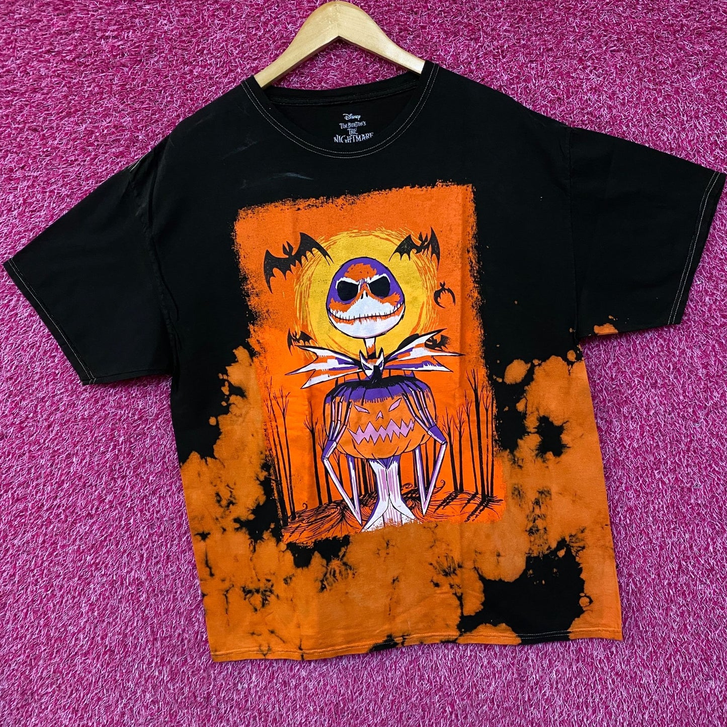 The Nightmare Before Christmas Jack Skellington Pumpkin Dip Dye T-Shirt Large