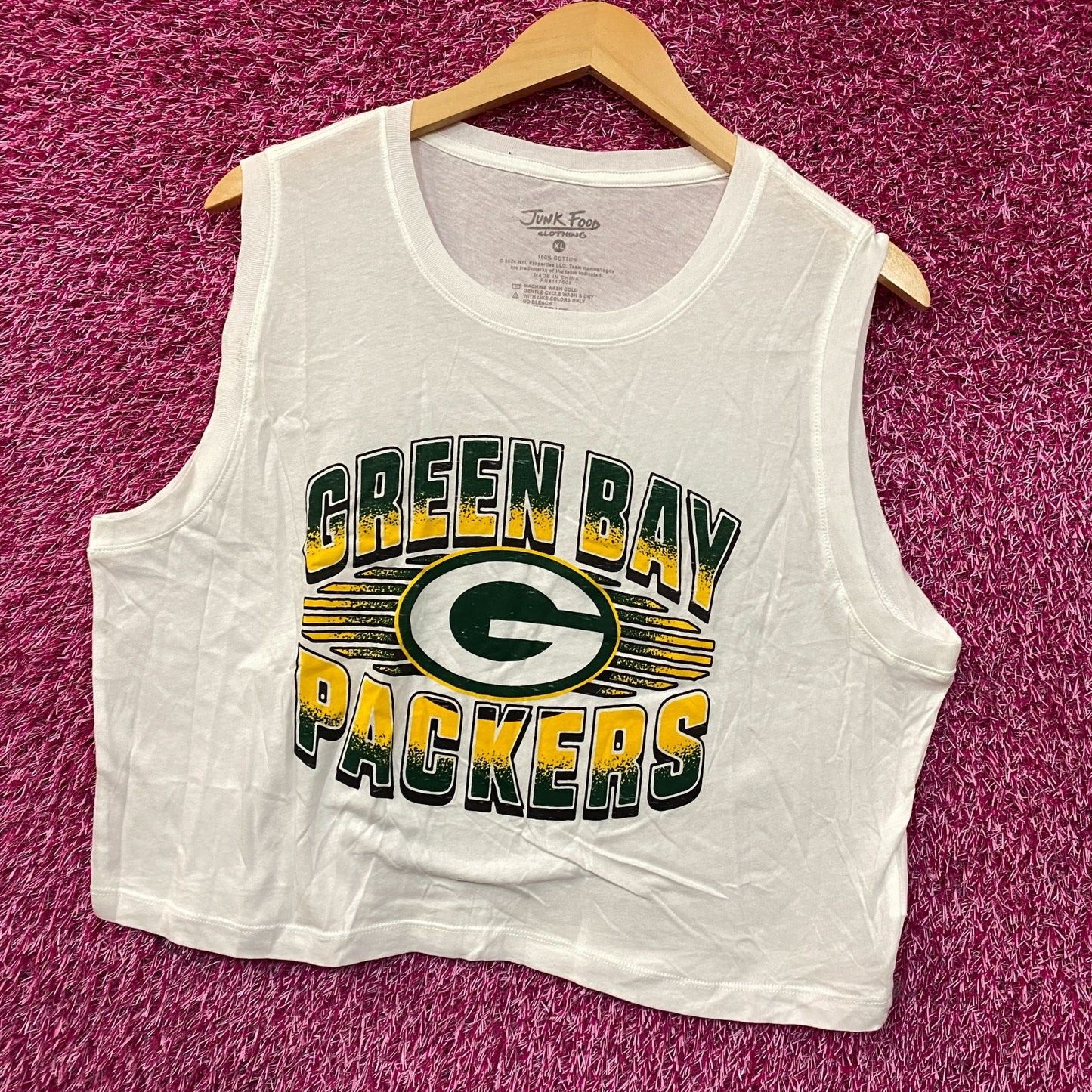Junk Food NFL Green Bay Packers Cropped Sleeveless T-Shirt XL