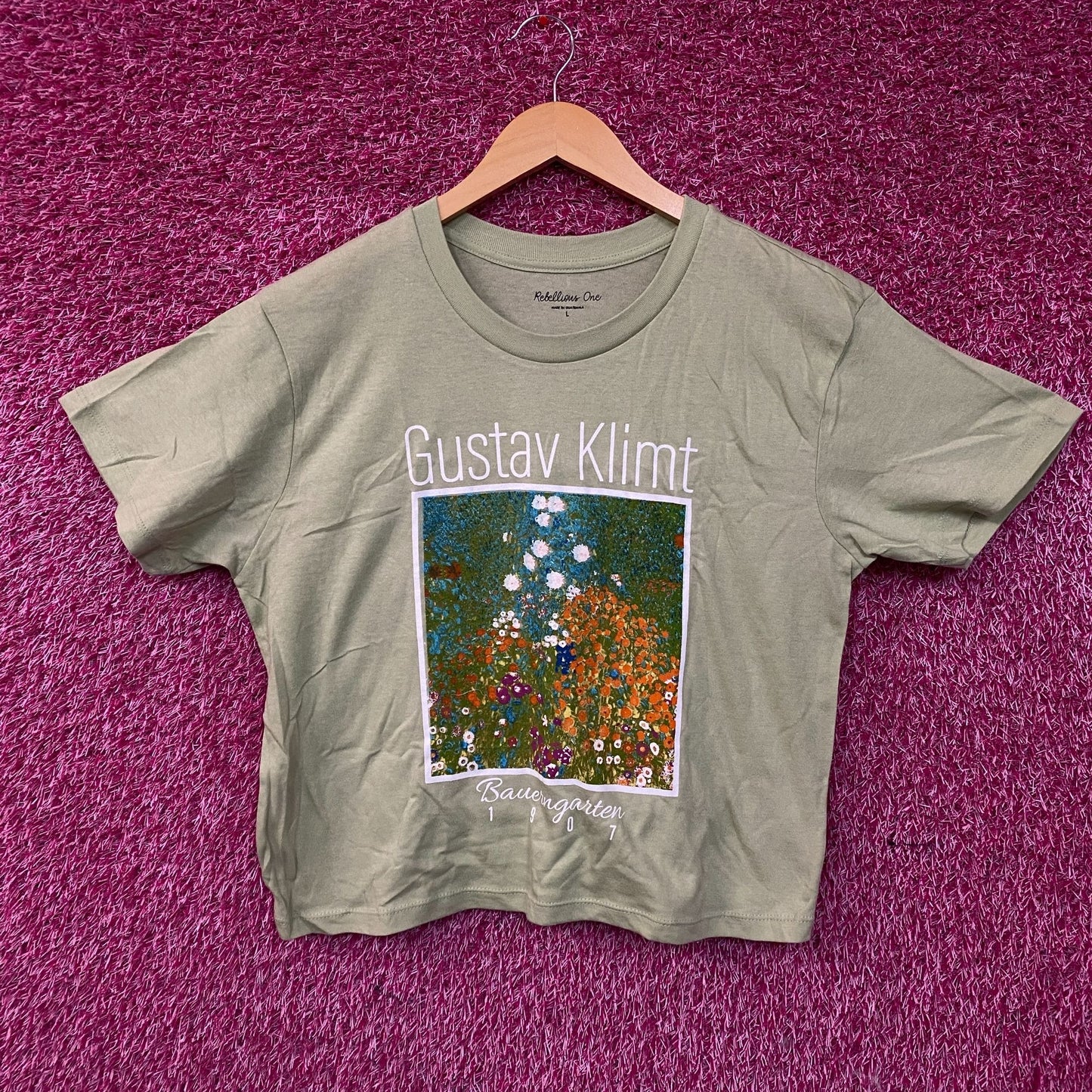 Rebellious One Gustav Klimt "Bauerngarten" Cottage Garden Graphic Crop Tee Large
